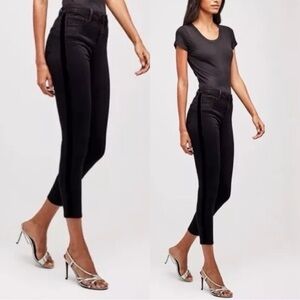 L'AGENCE Margot Velvet Stripe Jean in Noir High Rise Skinny Fit Womens Size 26